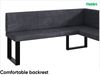 MEBLINI Eckbank für Esszimmer mit ausziehbarem Tisch - Küchenbank - Essecke - Sitzecke Küche - PETER - U-Beine 128x168x87cm Rechts - Dunkelgrau Samt/M Weiß Matt Bild 5