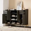 Merax Schuhschrank, Schuhregal mit 2 Schubladen und 4 Türen, Metallfüße, Maße: B130/W37/H100, schwarz Bild 5