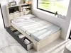 Vente-unique - VARDIEL Bett Holz, Platte GrauBeige - B 127,4 cm x H 110 cm x L 217,6 cm Bild 2
