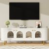TV-Lowboard aus MDF mit 4 Glastüren & Kabelführung, 170x35x55 cm, Weiß/Gold Bild 1