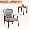TLGREEN Gartenstuhl Eisen-Rattan Gartensessel,verbreiterter Sitz, (Balkonstühle Metall und Rattan, mit 8 cm dicken Sitzkissen, 3 St), 160 kg Belastbar für Terrasse, Garten und Veranda Bild 3
