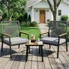 TLGREEN Gartenstuhl Eisen-Rattan Gartensessel,verbreiterter Sitz, (Balkonstühle Metall und Rattan, mit 8 cm dicken Sitzkissen, 3 St), 160 kg Belastbar für Terrasse, Garten und Veranda Bild 1