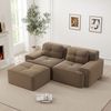 Flieks 2-Sitzer Sofa, Modular L-Form Schlafsofa, Tiefsofa Loveseat mit Ottoman & 2 Kissen, Cord, Braun Bild 3