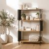 Calicosy Regal mit 4 Ebenen in Holzoptik und schwarzen Metallseiten H133,5 cm - EKLO - Helles Holz Bild 2