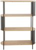 Calicosy Regal mit 4 Ebenen in Holzoptik und schwarzen Metallseiten H133,5 cm - EKLO - Helles Holz Bild 1