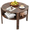 COSTWAY Couchtisch, Rund mit Stauraum, Wohnzimmertisch Holz, weiß Bild 4
