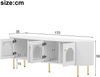 TV-Schrank 170x35x55 cm, weiß/gold mit 4 Glastüren und Wellenstruktur Bild 4