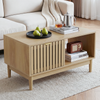 Couchtisch 80 x 50 x 45 cm in Eichenoptik, mit Stauraum, Gitterdesign und offenen Fächern Bild 3