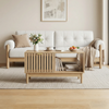 Couchtisch 80 x 50 x 45 cm in Eichenoptik, mit Stauraum, Gitterdesign und offenen Fächern Bild 2