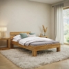 skølm 'Floki' Bett 120x200 cm, Bettgestell, natur geölt, Massivholzbett aus Eiche, Doppelbett mit Bettkopf