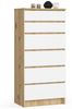 Home Collective Kommode 60 cm breit Holz Highboard Sideboard für Flur Schlafzimmer Wohnzimmer (Kommode Schlafzimmer Kommode mit Schubladen Holz Schrank), Kinderzimmer Organizer, 130 cm hoch, 6 Schubladen Artisan Eiche-weiß Bild 4