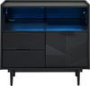 Sideboard 80x35x80 cm mit Glasschiebetür, einstellbarer 16‑Farben LED-Leiste, schwarz, MDF Bild 5