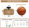 Rosnek Deckenleuchte Rattan Deckenleuchte Flush Mount mit LED, Lighting & Eye-Caring, Halogen, Für Schlafzimmer, Küche, Flur – Boho Natur Stil Bild 2