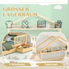 Kinderbett Hausbett 90×200 cm mit Rausfallschutz und 2 Schubladen, Natur, ohne Matratze Bild 2