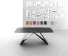 Esstisch Edge Bootsform 200x100cm Laminam® Keramik Noir Desir Braun V-Mittelfuß Schwarz Bild 2