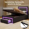 Polsterbett aus Velours 90x200 cm in Grau mit LED, Stauraum & Schublade Bild 4