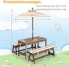 Picknicktisch mit Sonnenschirm & Sitzbänken Tisch und Bank-Set Braun Bild 3