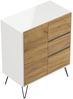 Sideboard Yako XL 80cm 3 SoftClose 1 Tür Weiß/Eiche Front : Oak Gold / Weiss hochglanz Bild 5
