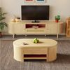 HAUSS SPOLE Wohnzimmer-Set mit Couchtisch&Lowboard,Wohnzimmerset Möbelsets mit Holzmaserung, (Wohnzimmermöbel-Set, 2-St, Couchtisch 110*55,5*40 cm + TV-Schrank 175*36*41 cm), abgerundete Kanten, höhenverstellbarem Satztisch Bild 3