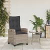vidaXL Gartensessel Verstellbar mit Kissen Grau Poly Rattan 365211 Bild 3