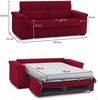 Dmora 2-Sitzer Schlafsofa Biscossi, Schlafsofa fürs Wohnzimmer, gepolstert, abnehmbar, 100 % Made in Italy-Qualität, 205x95 h100 cm, Rot Bild 3