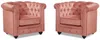 Vente-unique - CHESTERFIELD Sessel SamtStoff Puderrosa - B 78 cm x H 72 cm x L 82 cm Bild 3
