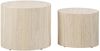 C Design Furniture Rico Couchtisch in Beige Travertine Optik 2er Set, Platzsparende Ovale Beistelltische fürs Wohnzimmer, Moderne Satztische, B: 48 x H: 40 x T: 33 cm und B: 40 x H: 33x T: 24,5 cm Bild 2