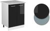 Küchenunterschrank R-Line Schwarz Hochglanz 60 cm , AP Marmor Vicco Bild 5