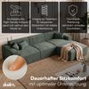 skølm 'Freki' Cloud Sofa 3 Sitzer mit Hocker, Vollschaumcouch mit Federkern und Vakuum-Kompression, kein Aufbau erforderlich, mit 3 Kissen, Cord dunkelgrün Bild 2