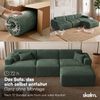 skølm 'Freki' Cloud Sofa 3 Sitzer mit Hocker, Vollschaumcouch mit Federkern und Vakuum-Kompression, kein Aufbau erforderlich, mit 3 Kissen, Cord dunkelgrün Bild 3