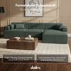 skølm 'Freki' Cloud Sofa 4 Sitzer mit Hocker, Vollschaumcouch mit Federkern und Vakuum-Kompression, kein Aufbau erforderlich, mit 3 Kissen, Cord dunkelgrün Bild 5