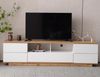 TV-Schrank Holz Weiß mit Gitterdesign, 5 Türen & offene Fächer, modernes Aufbewahrungsmöbel Bild 2