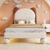 Kinder Polsterbett 90x200 mit Katzenohren & LED-Licht - Einzelbett Kunstleder,farbige Lichtleiste, beige+gelbbraun,Kuschelbett, LED-Bett Bild 5