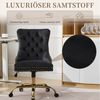 SeedWave Bürostuhl Samt-Schminkstuhl mit gesteppter Rückenlehne und Nagelkopfverzierung, Vintage Britischer, höhenverstellbar, schwenk- & rollbar, bis 150 kg Bild 2