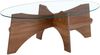 Couchtisch oval H 35.6 x T 104.9 x B 60 cm, Sicherheitsglas mit Ablage und Gestell in Nussbaumoptik Bild 4