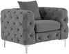 Vente-unique - EDWINA Sessel SamtStoff Grau - B 91 cm x H 76 cm x L 106 cm Bild 4