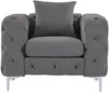 Vente-unique - EDWINA Sessel SamtStoff Grau - B 91 cm x H 76 cm x L 106 cm Bild 3