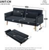 Schlafsofa mit Sitzfläche 180x75x82 cm, Samt schwarz, 3‑stufig verstellbare Rückenlehnen, 5‑fach verstellbare Armlehnen Bild 4
