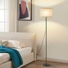 ZMH Stehlampe Wohnzimmer Vintage Stehleuchte: LED Dimmbar Standleuchte 136cm Standlampe Beige Lampenschirm 3000K-6500K Wohnzimmerlampe Seilzugschalter Retro Stoff Leselampe für Schlafzimmer Büro Bild 2