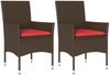vidaXL Gartenstühle mit Kissen 2 Stk. Braun Poly Rattan 368116 Bild 2