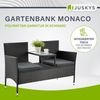 Juskys 'Monaco' 2-Sitzer Gartenbank mit Tisch und Kissen, Polyrattan schwarz, 133 × 63 × 84 cm Bild 2