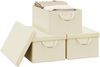 Woltu Aufbewahrungsbox (3 St, Set), mit Deckel, mit Griffen, faltbar, Creme Bild 5