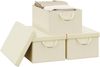 Woltu Aufbewahrungsbox (3 St, Set), mit Deckel, mit Griffen, faltbar, Creme Bild 4