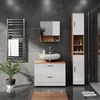 Badmöbel-Set Irma Weiß Hochglanz/Goldkraft Eiche 3 Teile, mit Schubladenschrank und Hochschrank Vicco Bild 4