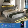 oyajia Polsterbett Doppelbett mit LED Licht 140x200cm,Hydraulisch anhebbarer Stauraumbett (Mit Lattenrost und Ladefunktion, Leinenmaterial Polsterbettt), Modernes Jugendbett, Leises Design Bett, Max. Belastbarkeit 350 kg Bild 4