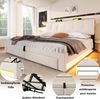 Polsterbett mit LED-Streifen, Schubladen, Lattenrost, Aufbewahrung, USB und Type-C, 180x200 cm, gepolsterter Kopfteil mit Regal, Stauraumbett, Doppelbett, Leinen Bild 4