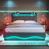Polsterbett 140×200 cm mit LED, USB-C und Bettkasten, Samt in Dunkelgrau Bild 3