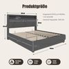 Polsterbett 140×200 cm mit LED, USB-C und Bettkasten, Samt in Dunkelgrau Bild 5