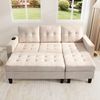 3-Sitzer Wohnlandschaft H 85 x T 185 x B 135 cm aus Chenille in Beige mit Schlaffunktion, Liegefläche 156 x 115 cm Bild 4