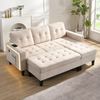 3-Sitzer Wohnlandschaft H 85 x T 185 x B 135 cm aus Chenille in Beige mit Schlaffunktion, Liegefläche 156 x 115 cm Bild 2